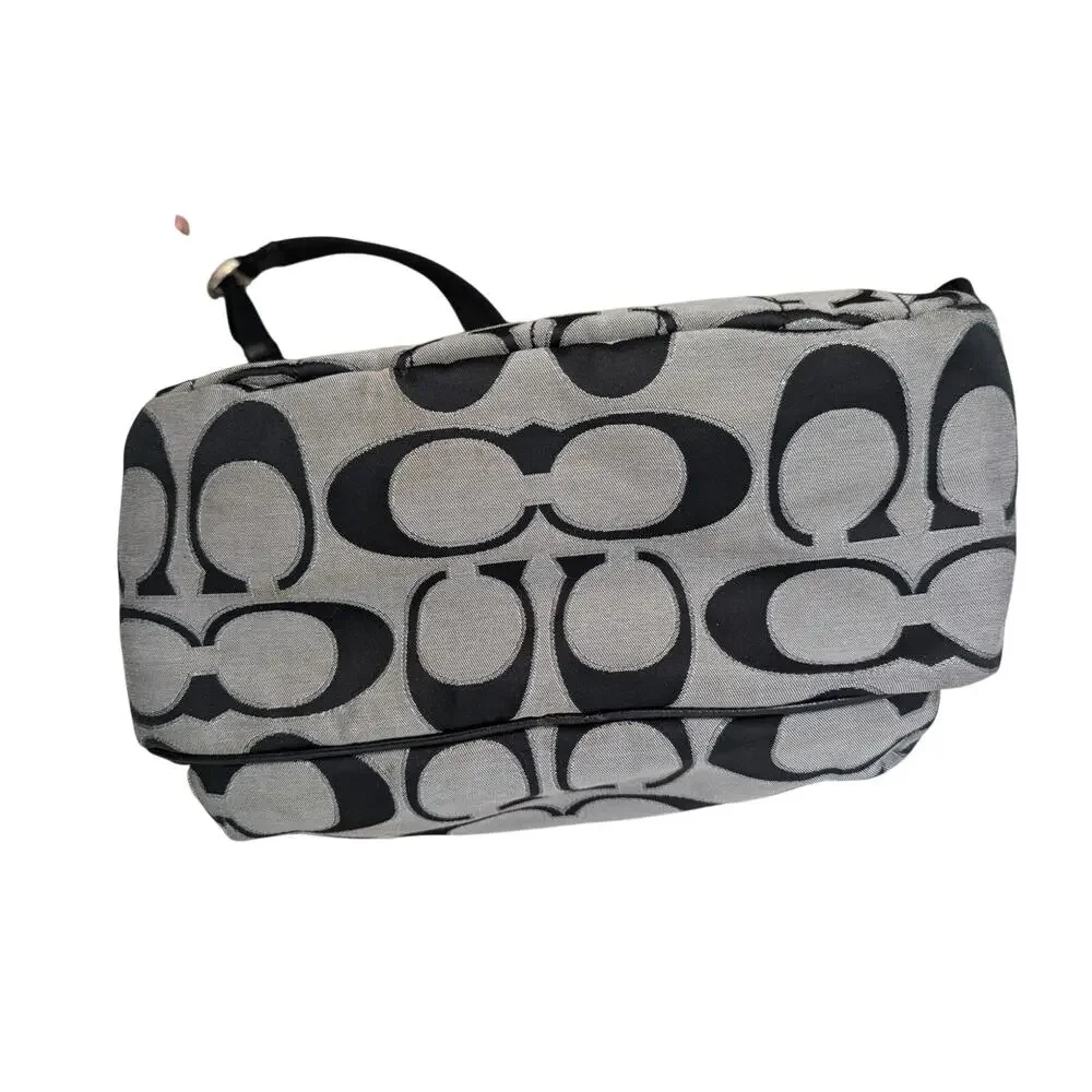 COACH! FAB BLACK, GRAY & SILVER MONOGRAM VINTAGE FULL SIZE BACKPACK, BAG, PURSE!